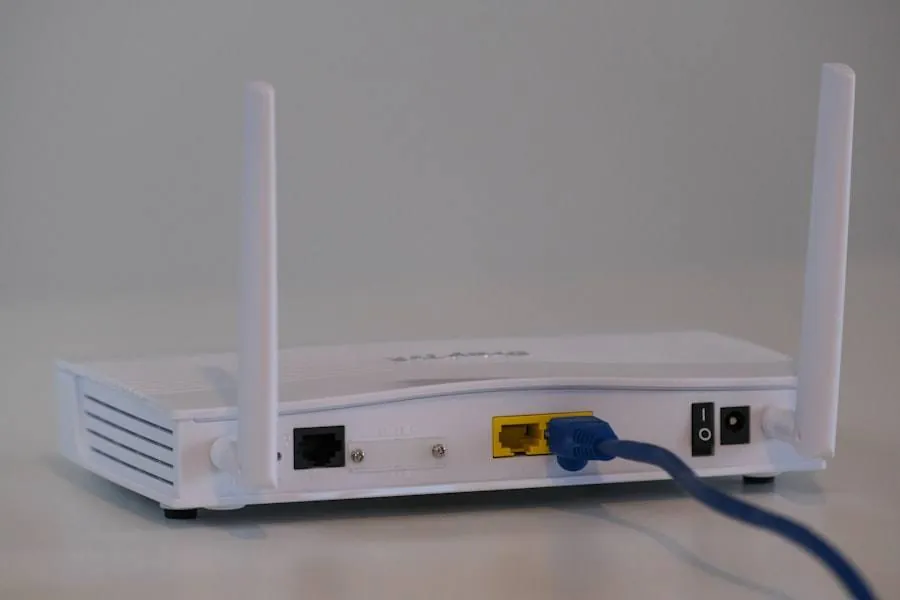 A WiFi router set up at home